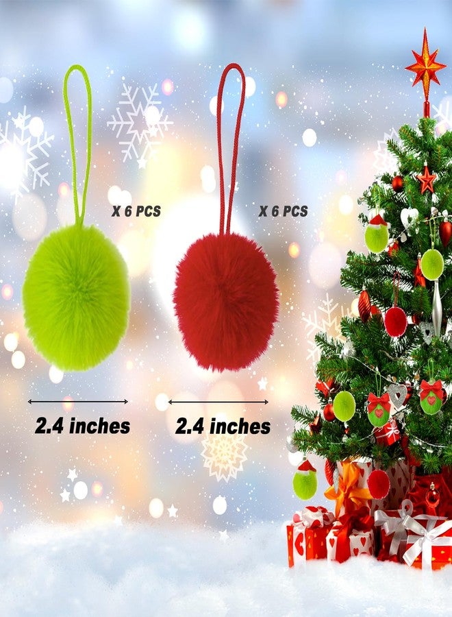 Chewarelly 12 Pack Lime Green Furry Christmas Ball Ornaments, 2.36 Inches Soft Fluffy-Pom-Pom Xmas Tree Hanging Decor for Holiday Home Party Fireplace Wall Decoration - Image 2